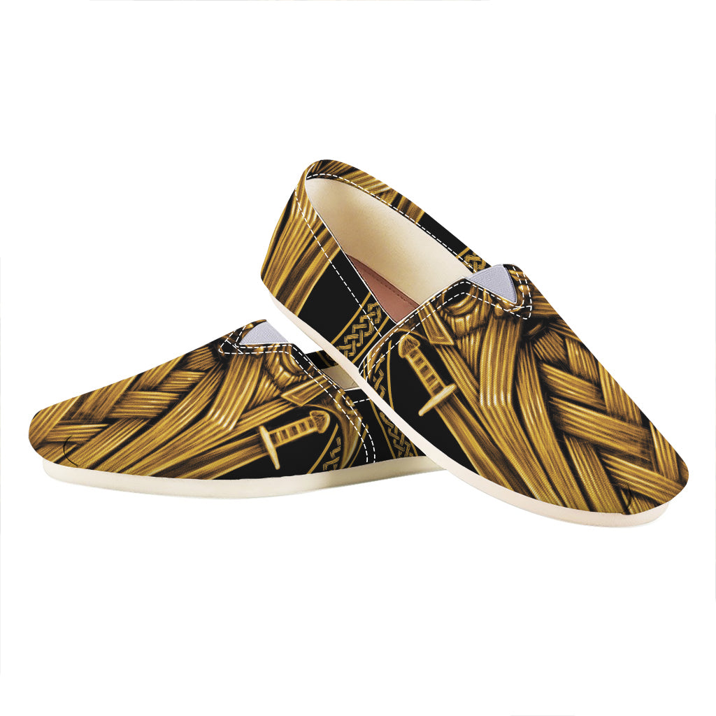 Gold Viking Norse God Odin Print Casual Shoes
