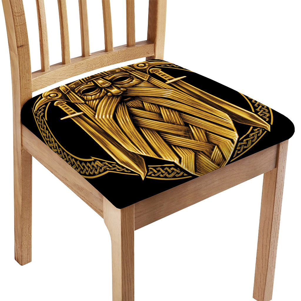Gold Viking Norse God Odin Print Chair Cushion Cover