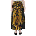 Gold Viking Norse God Odin Print Chiffon Maxi Skirt