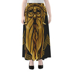 Gold Viking Norse God Odin Print Chiffon Maxi Skirt