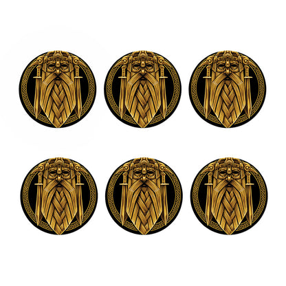 Gold Viking Norse God Odin Print Coaster Set