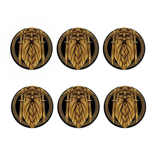 Gold Viking Norse God Odin Print Coaster Set