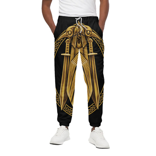 Gold Viking Norse God Odin Print Cotton Pants
