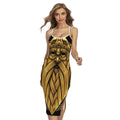 Gold Viking Norse God Odin Print Cross Back Cami Dress