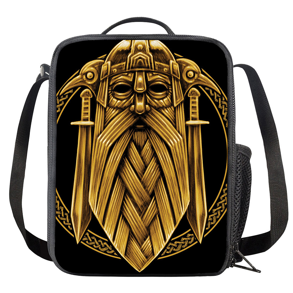 Gold Viking Norse God Odin Print Crossbody Lunch Bag