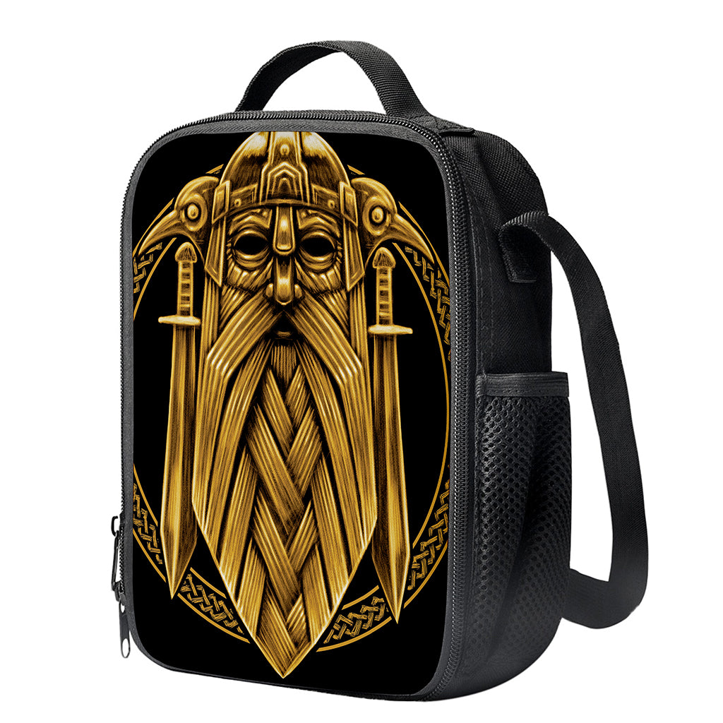 Gold Viking Norse God Odin Print Crossbody Lunch Bag