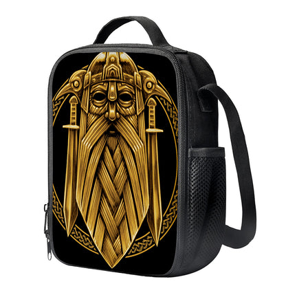 Gold Viking Norse God Odin Print Crossbody Lunch Bag