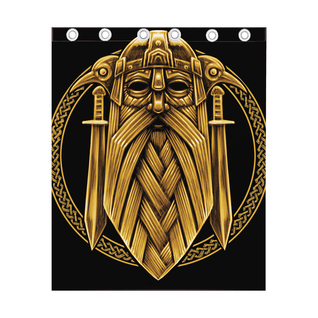 Gold Viking Norse God Odin Print Curtain