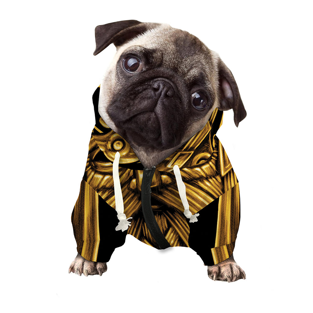 Gold Viking Norse God Odin Print Dog Zip Up Hoodie