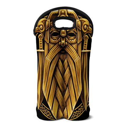 Gold Viking Norse God Odin Print Double Neoprene Wine Tote