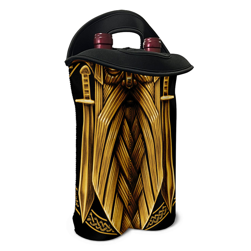Gold Viking Norse God Odin Print Double Neoprene Wine Tote