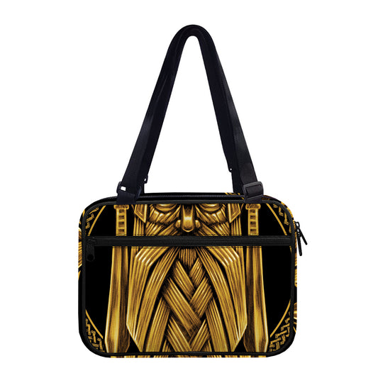 Gold Viking Norse God Odin Print Double Strap Bible Bag