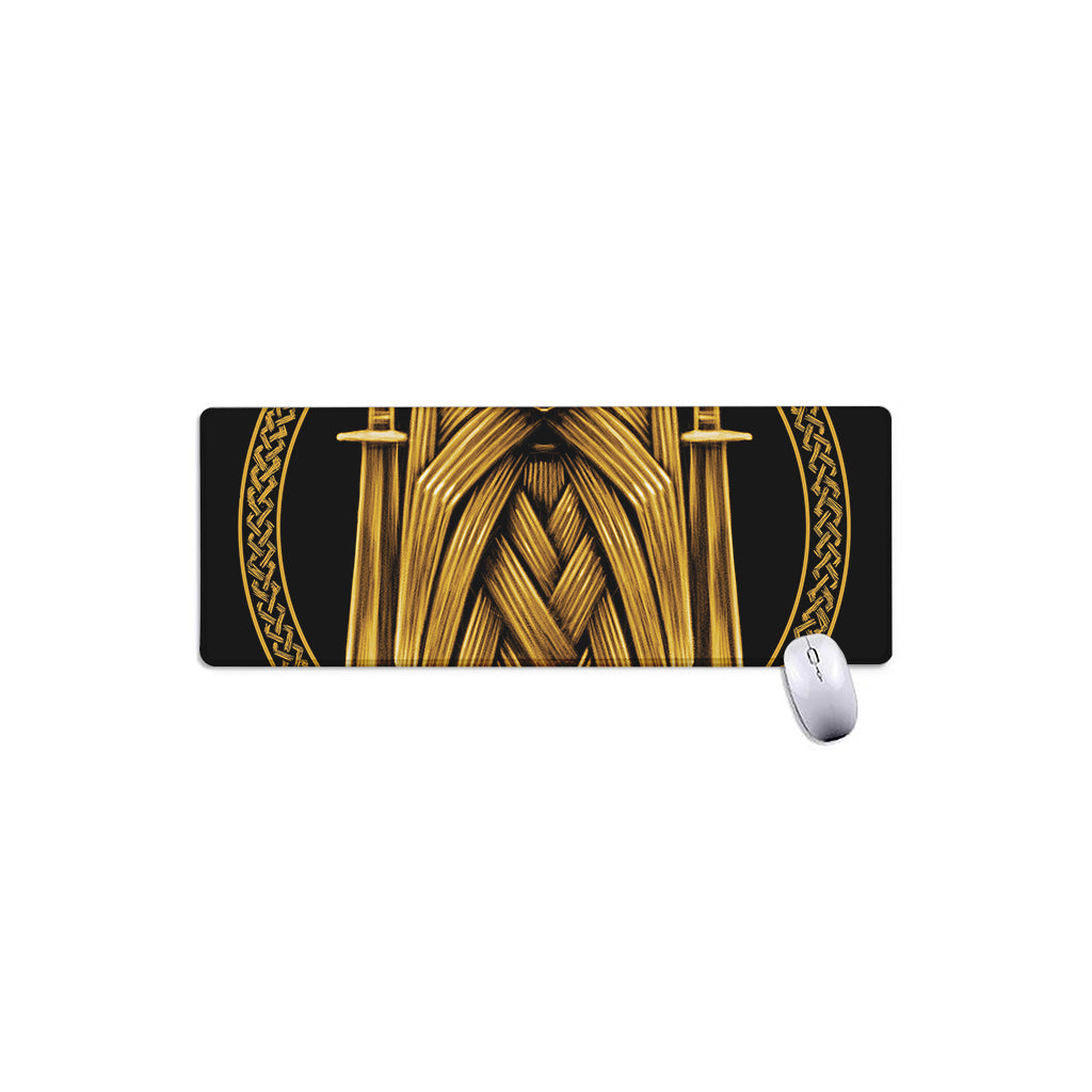Gold Viking Norse God Odin Print Extended Mouse Pad