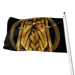 Gold Viking Norse God Odin Print Flag