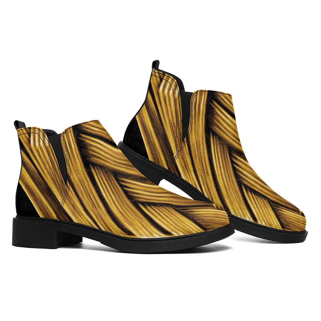 Gold Viking Norse God Odin Print Flat Ankle Boots