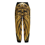 Gold Viking Norse God Odin Print Fleece Lined Knit Pants