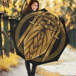 Gold Viking Norse God Odin Print Foldable Umbrella