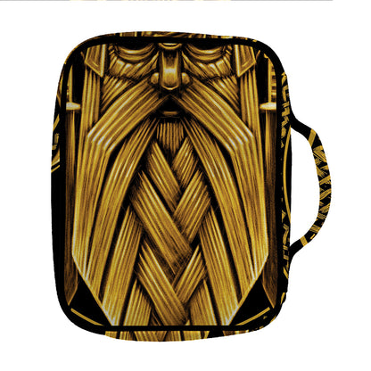 Gold Viking Norse God Odin Print Front Pocket Bible Bag