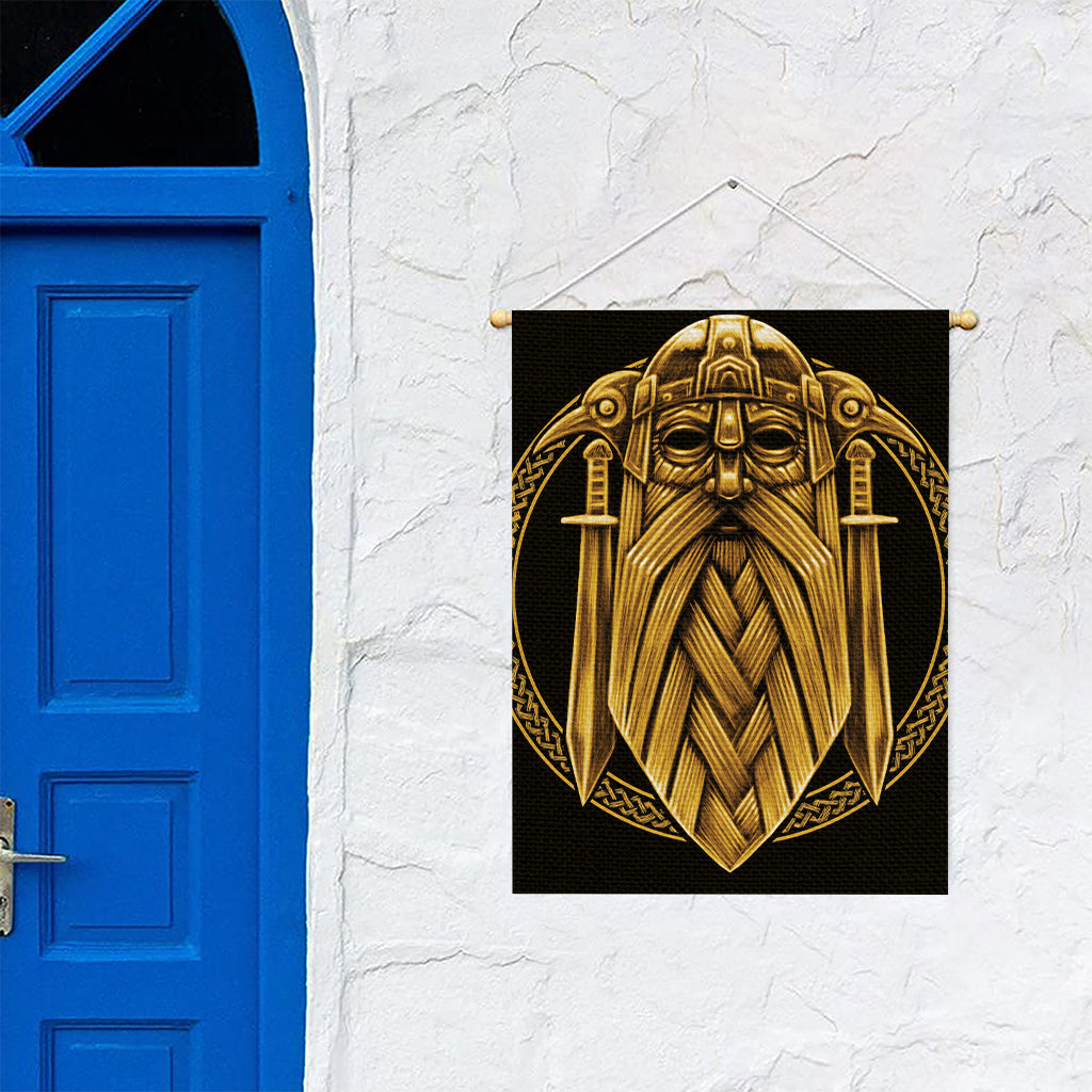 Gold Viking Norse God Odin Print Garden Flag