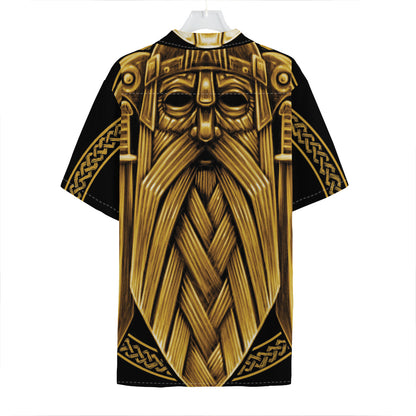 Gold Viking Norse God Odin Print Hawaiian Shirt