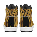 Gold Viking Norse God Odin Print High Top Leather Sneakers