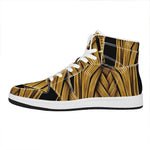 Gold Viking Norse God Odin Print High Top Leather Sneakers