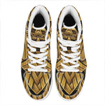 Gold Viking Norse God Odin Print High Top Leather Sneakers
