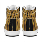 Gold Viking Norse God Odin Print High Top Leather Sneakers