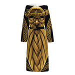Gold Viking Norse God Odin Print Hooded Bathrobe