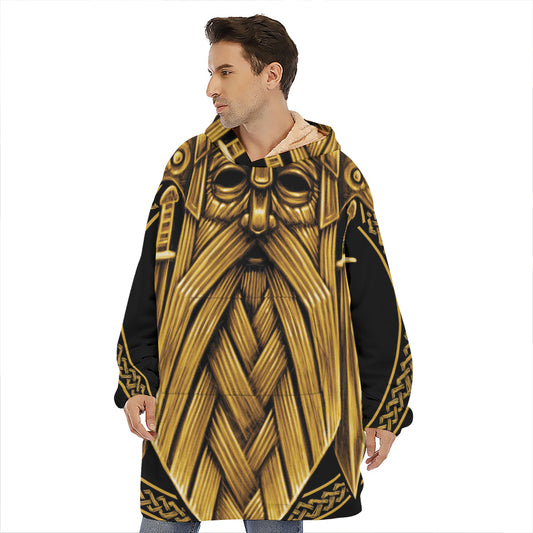 Gold Viking Norse God Odin Print Hoodie Blanket
