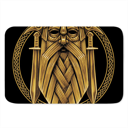 Gold Viking Norse God Odin Print Indoor Door Mat