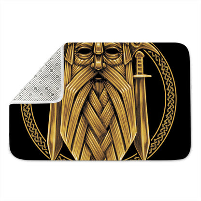Gold Viking Norse God Odin Print Indoor Door Mat