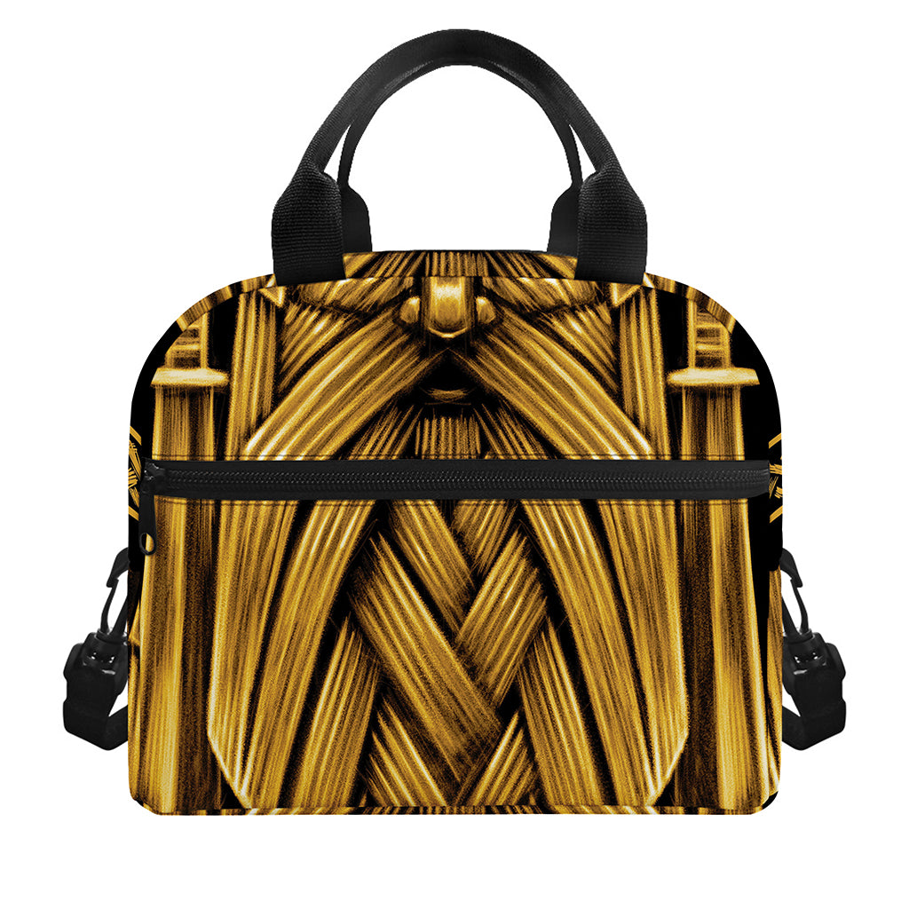 Gold Viking Norse God Odin Print Insulated Lunch Bag