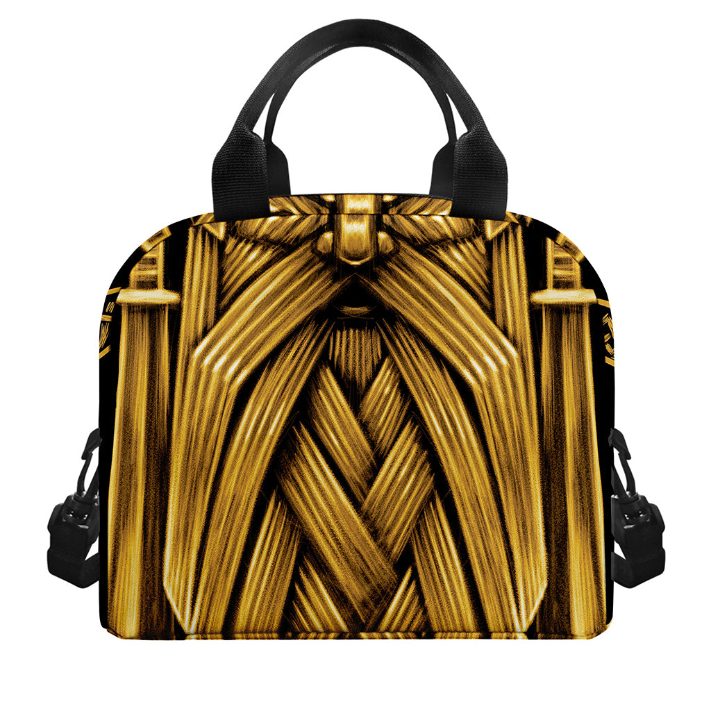 Gold Viking Norse God Odin Print Insulated Lunch Bag