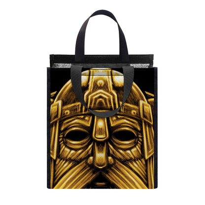 Gold Viking Norse God Odin Print Insulated Lunch Tote