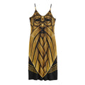 Gold Viking Norse God Odin Print Jersey Midi Cami Dress