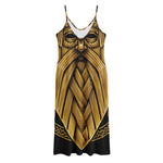 Gold Viking Norse God Odin Print Jersey Midi Cami Dress