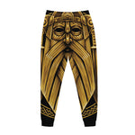 Gold Viking Norse God Odin Print Jogger Pants