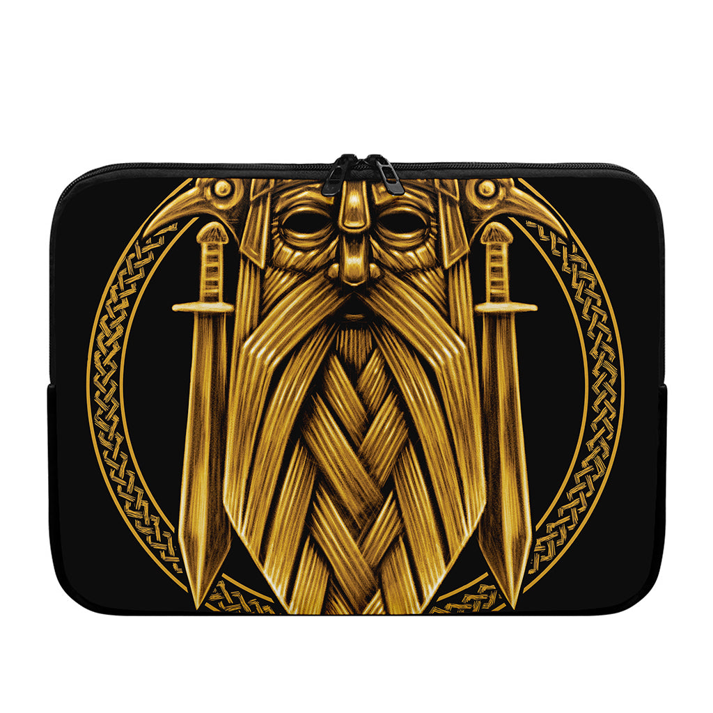 Gold Viking Norse God Odin Print Laptop Sleeve