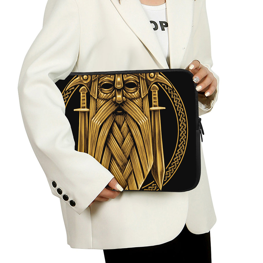 Gold Viking Norse God Odin Print Laptop Sleeve