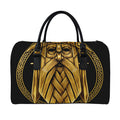 Gold Viking Norse God Odin Print Leather Duffel Bag