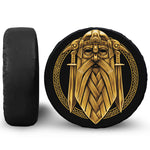 Gold Viking Norse God Odin Print Leather Spare Tire Cover