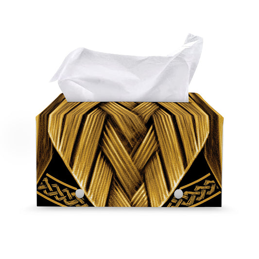 Gold Viking Norse God Odin Print Leather Tissue Box Cover