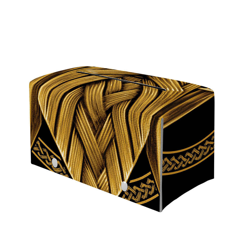 Gold Viking Norse God Odin Print Leather Tissue Box Cover