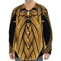Gold Viking Norse God Odin Print Long Sleeve Baseball Jersey