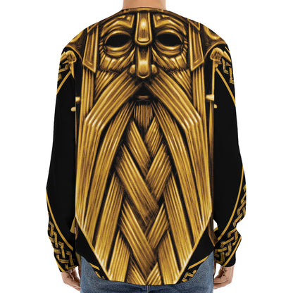 Gold Viking Norse God Odin Print Long Sleeve Baseball Jersey