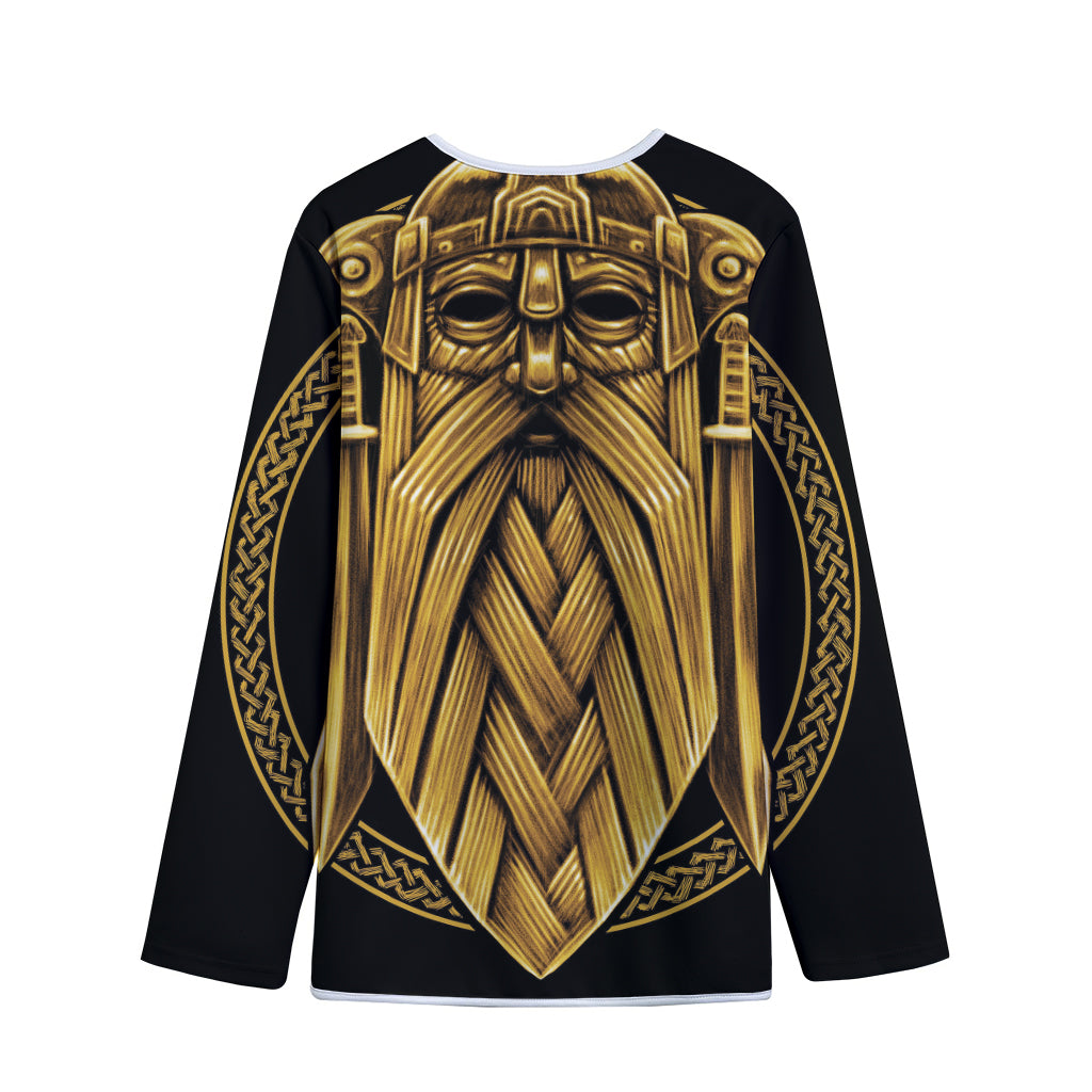 Gold Viking Norse God Odin Print Long Sleeve Short Coat