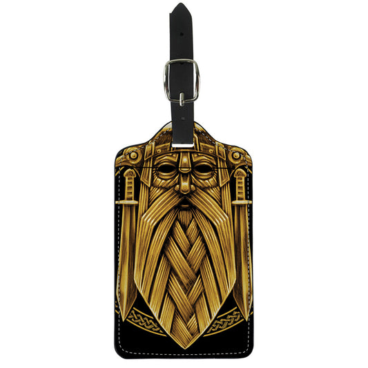 Gold Viking Norse God Odin Print Luggage Tag