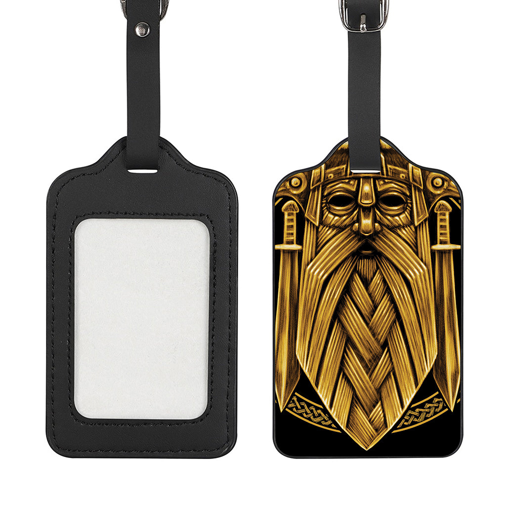 Gold Viking Norse God Odin Print Luggage Tag