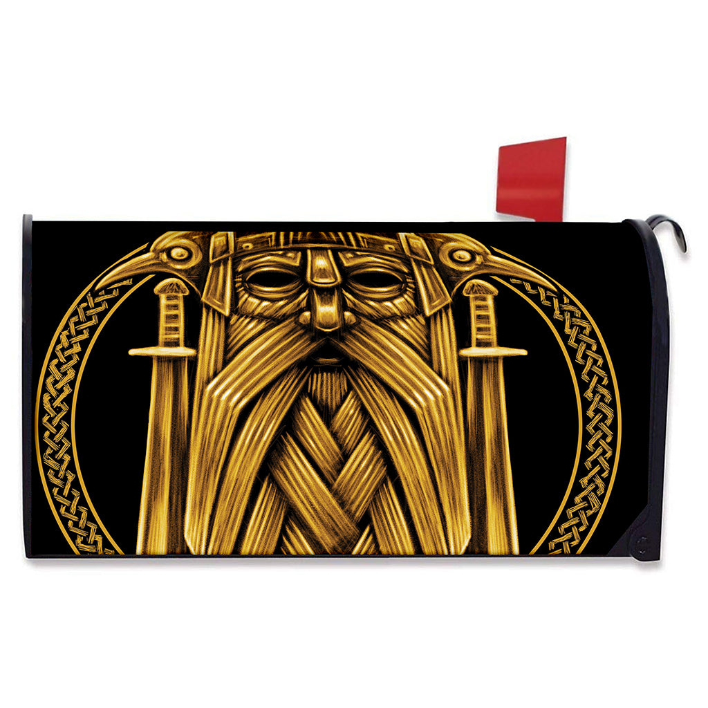 Gold Viking Norse God Odin Print Mailbox Cover